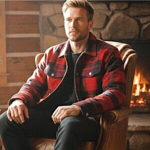 MARK'S Thick Cozy Red Quilted Shirt Jacket